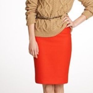 J.Crew No. 2 Pencil Wool Skirt Vibrant Flame Orange, 2